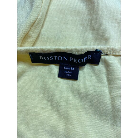 Boston Proper Yellow Cut-Out Top M 3/4 Sleeve Y2K Keyhole Tee Statement Spring - Picture 4 of 9